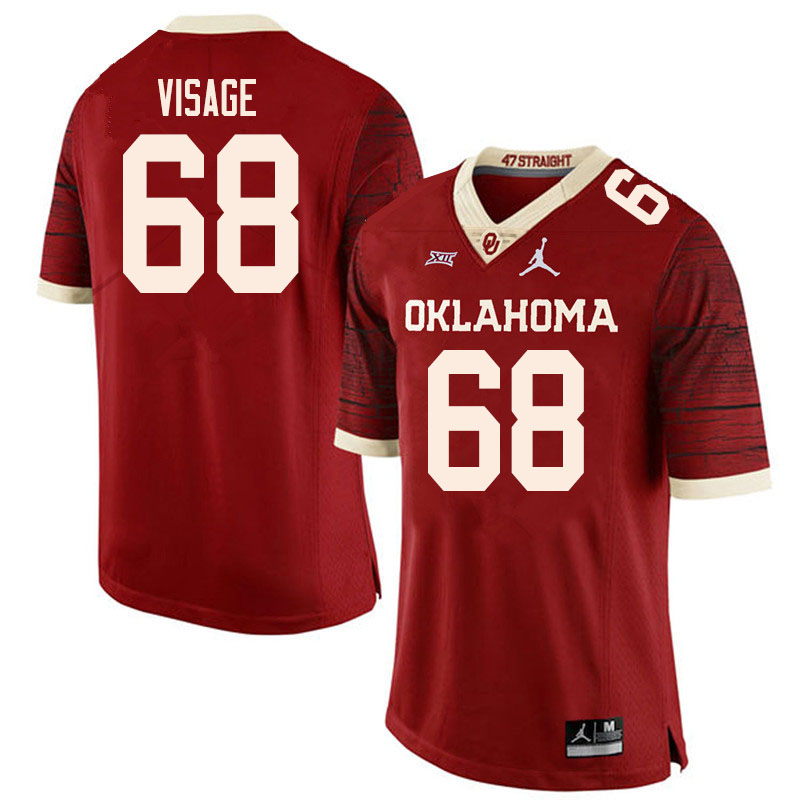 Men #68 Ayden Visage Oklahoma Sooners College Football Jerseys Sale-Retro